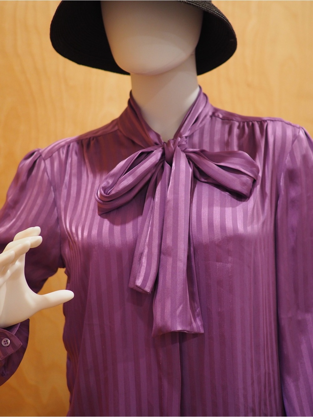 Vintage 80s Silky Purple Tie-Neck Blouse